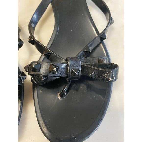 Valentino Womens Black Jelly Rockstud Bow Flip Flop Sandals sz 38 us 7.5 - Picture 3 of 6